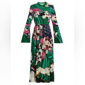Mary Katrantzou Silk Shirt Dress with Malachite Pattern, Size 6